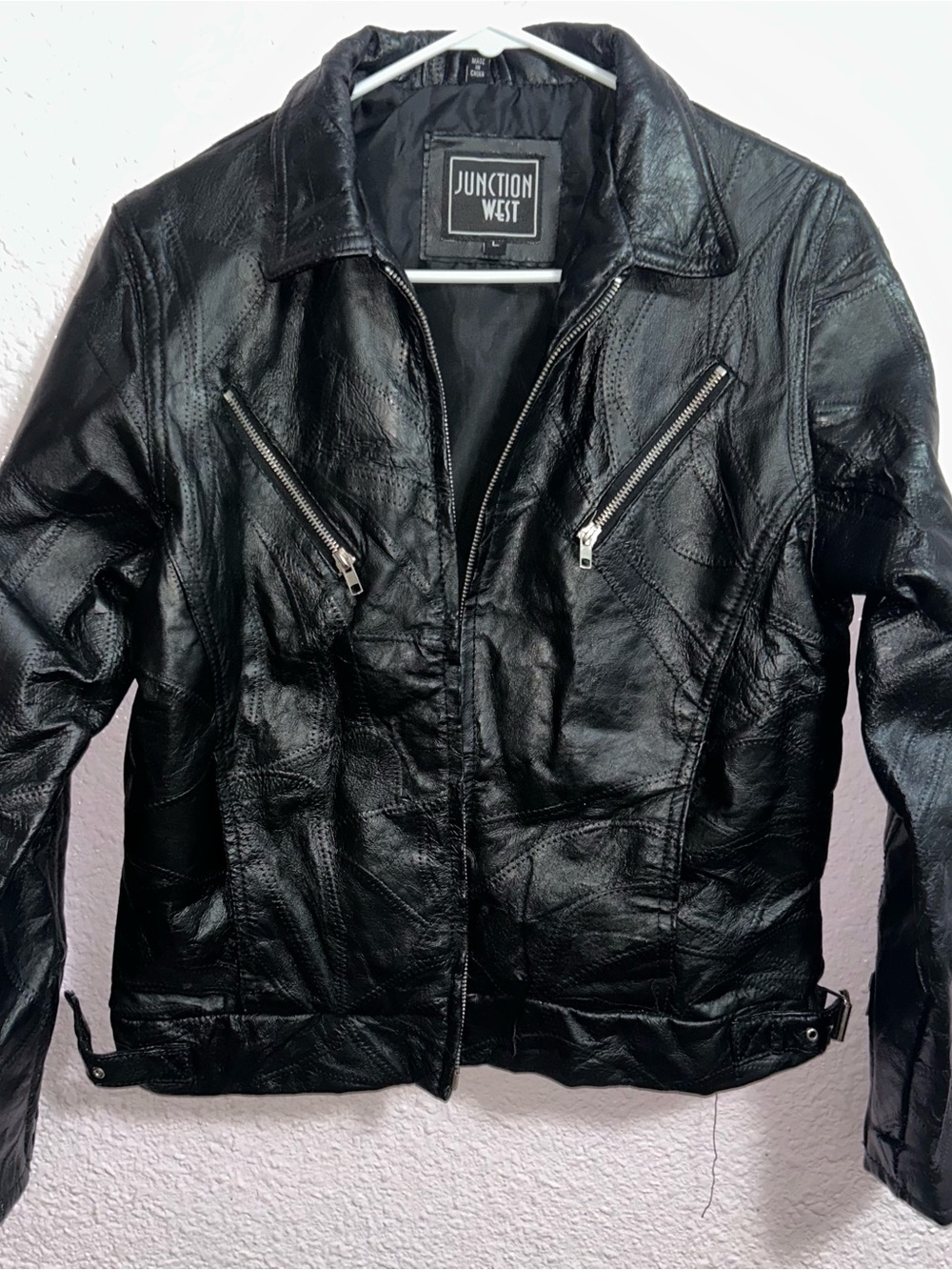 Junction West Women's Black Leather Jacket - Classic Moto Style